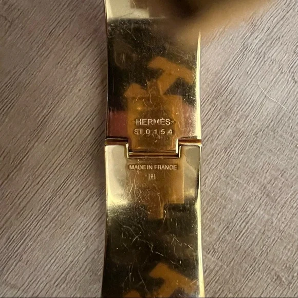 White & gold Hermés large Clic H bracelet - authentic!! Size pm - Picture 6 of 8